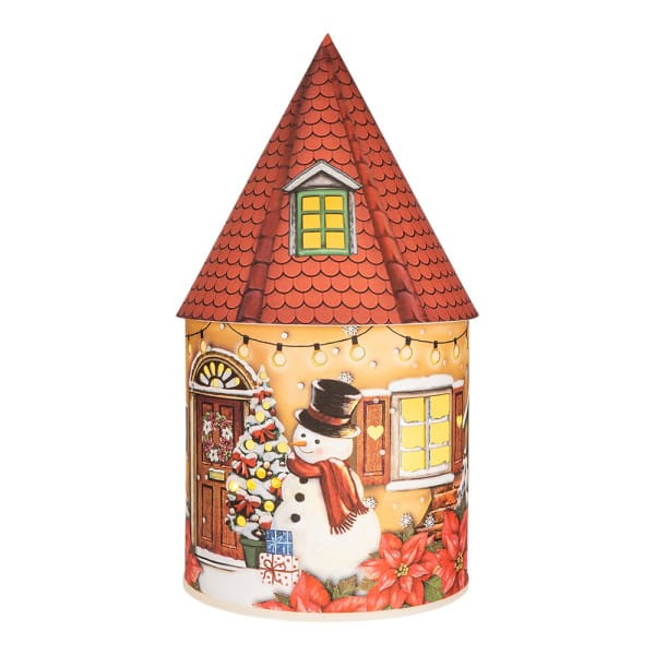 LED-Lichthaus, Nostalgische Weihnacht 2, Ø 11cm, 22cm hoch, inkl. Draht-Lichterkette, mit Timer | Weihnachts-Deko | Basteln Weihnachten | Bastelbedarf für Anlässe