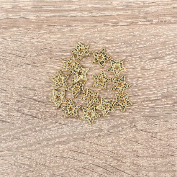 Hot-Fix Glas-Glamour, Stern 2, Ø 1,5cm, hellgold, 20 Stück