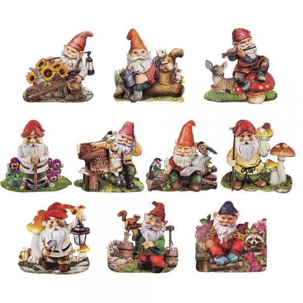 3-D Motive, Gartenzwerge, Gold-Gravur, 8cm, 10 Motive