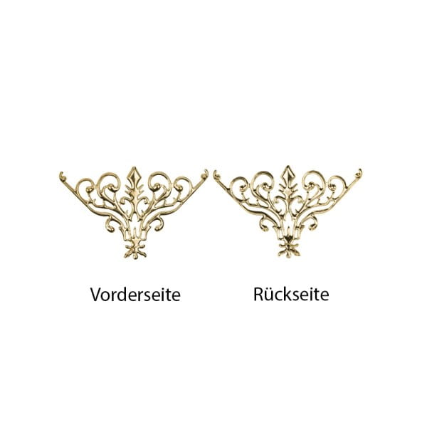 Metall-Ornamente, Design 29, 7,7cm x 4,8cm, hellgold, 3 Stück