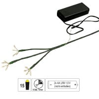 LED-Blumenstiel, mit 3 flexiblen Blütenstempeln, 25cm hoch, 15 LEDs in Warmweiß, mit Timer