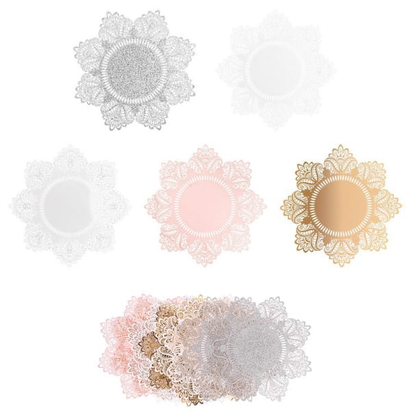 XL-Laser-Ornamente, Zierdeckchen 6, verschiedene Farben, Ø 20cm, 10 Stück