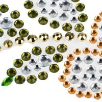 Strass-Ornamente, Sortierung 1, mehrfarbig, teilweise mit Veredelung, 5 Bogen