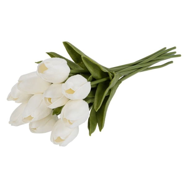 Deko-Blumen, Tulpen, 33cm lang, weiß, realistische Optik, 10 Stück