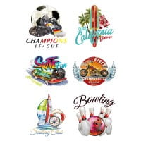 Color Bügeltransfers, DIN A4, Sport & Hobby Mix 2