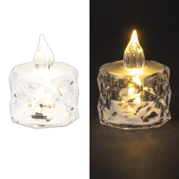 LED-Teelichter, facettiert, transparent, 5cm hoch, 6 Stück | Leucht-Deko | LED & Leucht-Deko | Deko- & Geschenkartikel