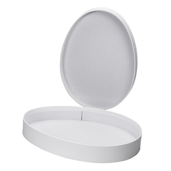 Geschenkboxen in Eiform, 2 versch. Größen, mit Deckel, weiß, 2 Stück