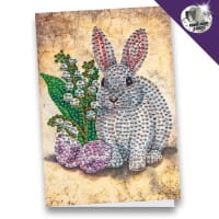 Diamond-Painting-Grußkarte, Strass, Hase 3, 11,5cm x 16,5cm, inkl. Zubehör