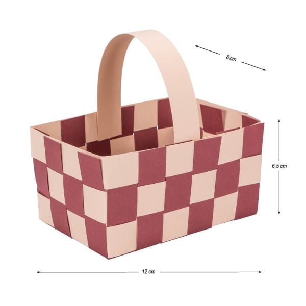 Flechtkörbe aus Papier, zum Selberflechten, 12cm x 8cm x 6,5cm, Pink- & Rottöne, 10 Stück