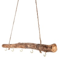 Deko-Ast, mit 5 Haken in Hellgold, 50cm lang, Ø 2 bis 3,5cm, mit Seil zum Aufhängen | Verschiedenes | Deko-Artikel | Deko- & Geschenkartikel