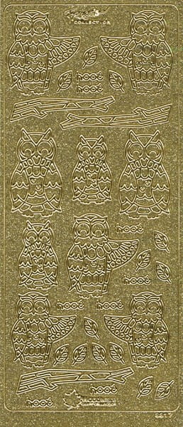 Microglitter-Sticker, Eulen, gold