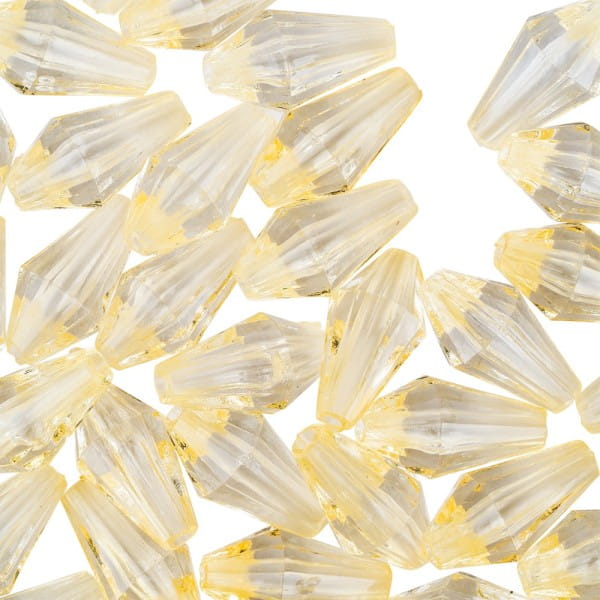 Diamanttropfen-Perlen, transparent, 12mm, gelb, 50 Stück