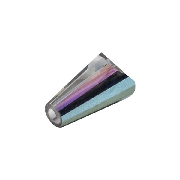 Perlen, Kegel, 3mm x 6mm, zweifarbig, klar, grünblau-metallic, 40 Stück