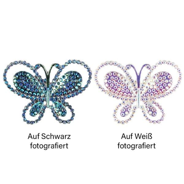 Kristallkunst-Schmucksteine, Schmetterling 2, 3,3cm x 4,5cm, transparent, klar, irisierend, 12 Stück