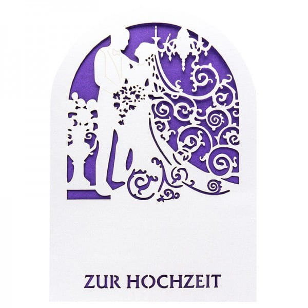 Laser-Grußkarten, Zur Hochzeit 1, 11,3cm x 16,1cm, naturweiß, inkl. Einleger & Umschläge, 10 Stück