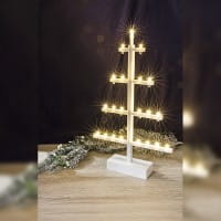LED-Dekoleuchter, Tanne, 40cm hoch, 21 LED-Lichter in Warmweiß, Timer