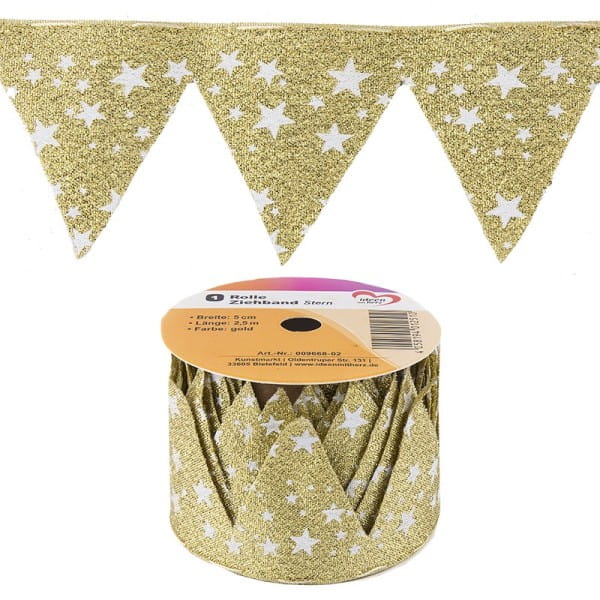 Ziehband "Stern", 5cm breit, 2,5m lang, gold