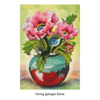 Diamond-Painting-Grußkarte, Mohnblumen in Vase 2, 11,5cm x 16,5cm, inkl. Zubehör