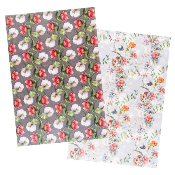 Reispapiere, Blüten 14, DIN A4, 30g/m², 2 verschiedene Designs