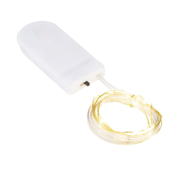 LED-Drahtlichterkette, goldener Draht mit 10 LEDs in Warmweiß, weißes Batteriefach | Draht-Lichterketten | LED & Leucht-Deko | Deko- & Geschenkartikel