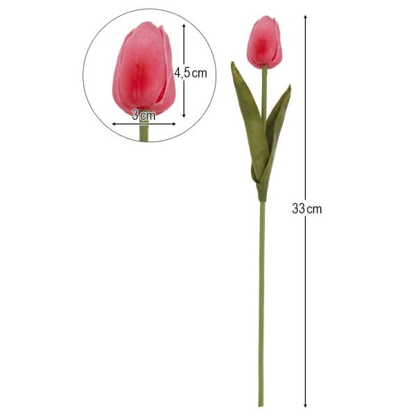 Deko-Blumen, Tulpen, 33cm lang, pink, realistische Optik, 10 Stück