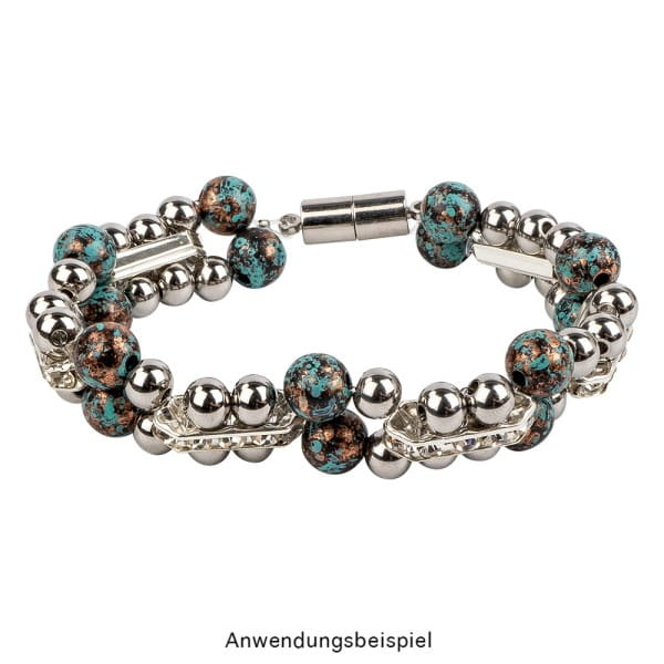 Perlen, Rund, marmoriert, Ø 0,8cm, kupfer mit grüner Patina, 230 Stück