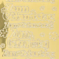 Sticker, Zum Geburtstag, Spiegelfolie, gold