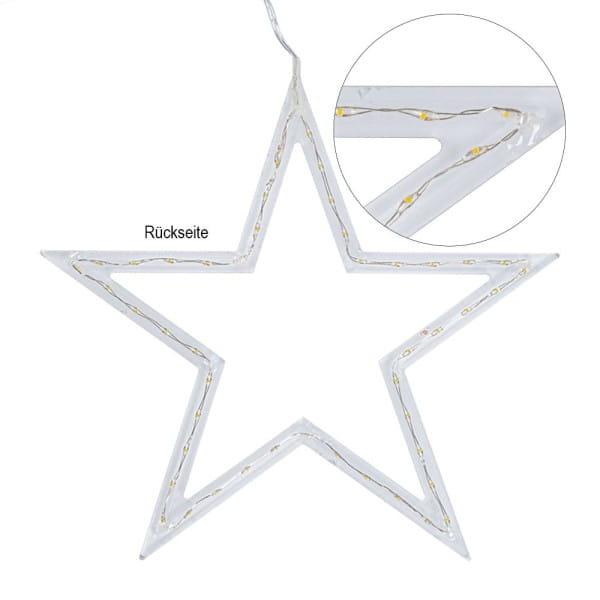 LED-Stern-Rahmen zum Aufhängen, 2 Größen, 26/49 LEDs in Warmweiß, Timer-Funktion, 2 Stück