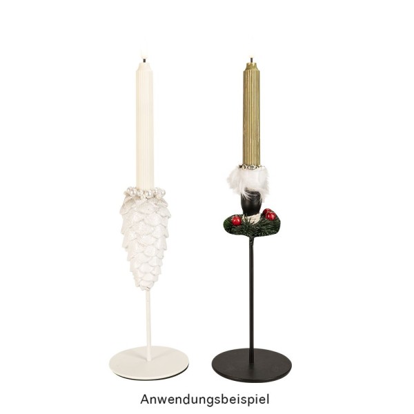 LED-Stabkerzen, grün, Ø2cm, 19cm hoch, LED in warmweiß, mit Flacker-Effekt und Timer, 2 Stück