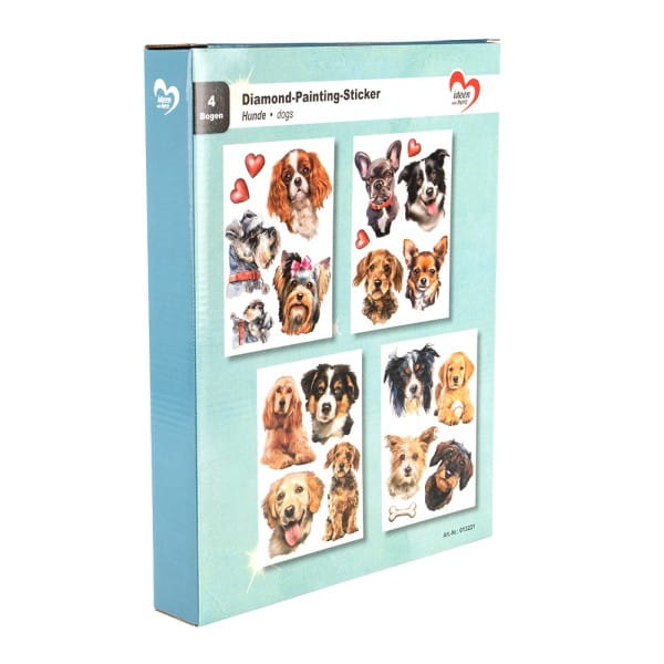 Diamond-Painting-Sticker, Hunde, DIN A4, 4 Bogen