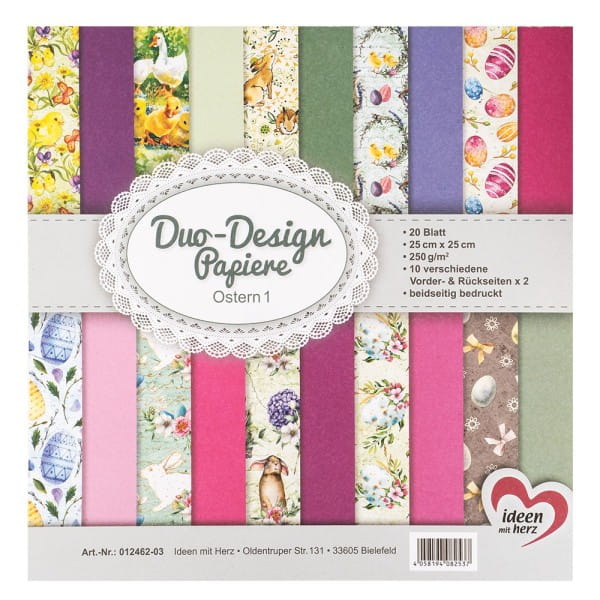 Duo-Design-Papiere, Ostern 1, beidseitig bedruckt, 25cm x 25cm, 250g/m², 20 Blatt