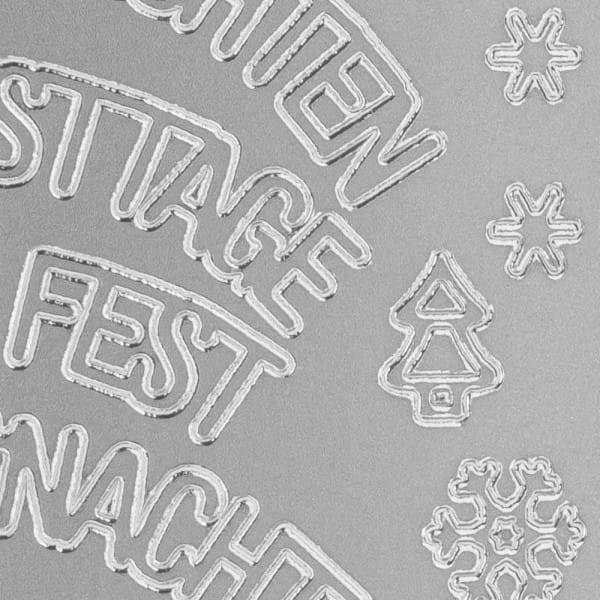 Sticker, Wünsche/Weihnachten, Perlmuttfolie, silber