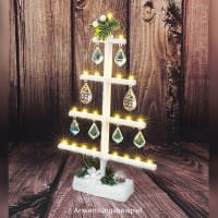 LED-Dekoleuchter, Tanne, 40cm hoch, 21 LED-Lichter in Warmweiß, Timer
