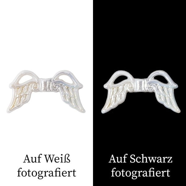 Engelsflügel aus Acryl, Design 3, 1,9 cm, weiß-irisierend, 100 Stück