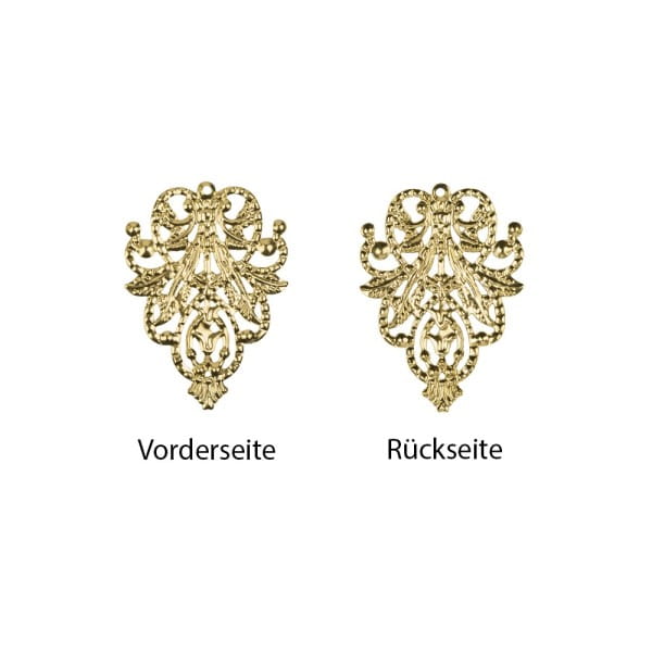 Metall-Ornamente, Design 13, 4,8cm x 3,5cm, hellgold, 10 Stück
