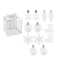 Baumschmuck, Vielfalt 2, versch. Designs & Größen, teilweise zum Aufhängen, weiß, 12 Stück