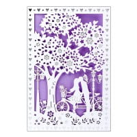 Laser-Grußkarte "Hochzeit 2", 12cm x 18cm, mit Umschlag & fliederfarbenem Einleger