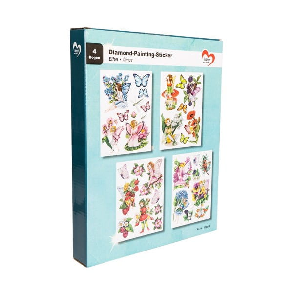 Diamond-Painting-Sticker, Elfen, DIN A4, 4 Bogen