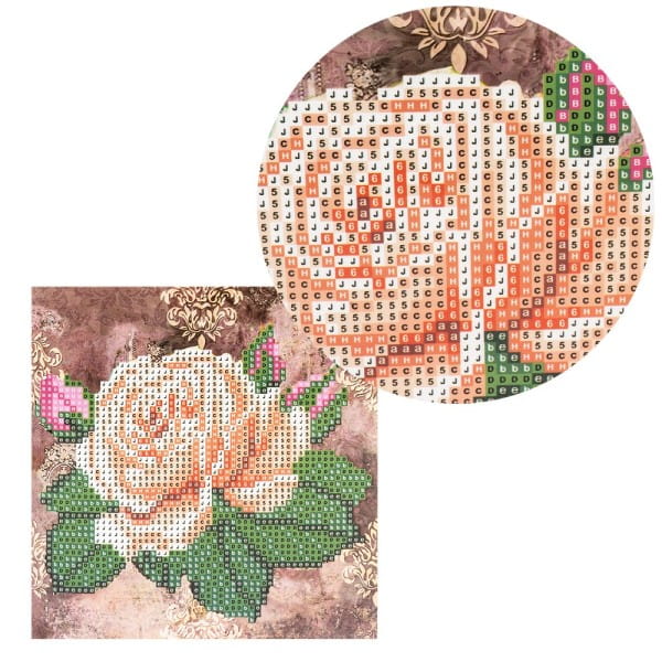 Diamond-Painting-Grußkarte, Rose 1, 16cm x 16cm, inkl. Zubehör
