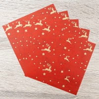 Faltpapiere, transparent, Hirsche, 10cm x 10cm, 110 g/m², rot/gold, 100 Stück