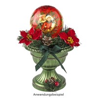Deko-Blüten Weihnachtsstern 1, Ø 8cm, rot mit grünen Blättern, 15 Stück
