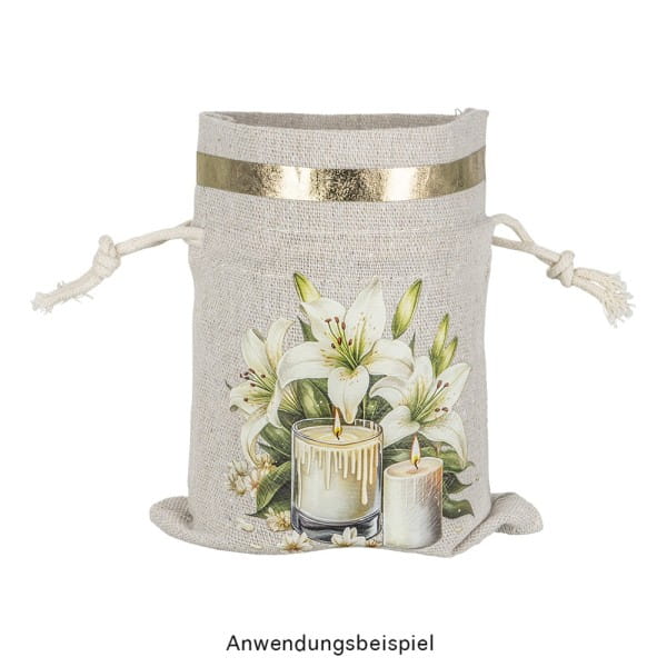 Stoffbeutel mit Zugband, 12cm x 15cm, natur, 12 Stück