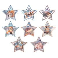 Motiv-Windradfolien, Perlmutt-Mosaik-Optik, Sterne, Waldtiere, 23,8cm x 24,9cm,, 8 Designs, 8 Stück