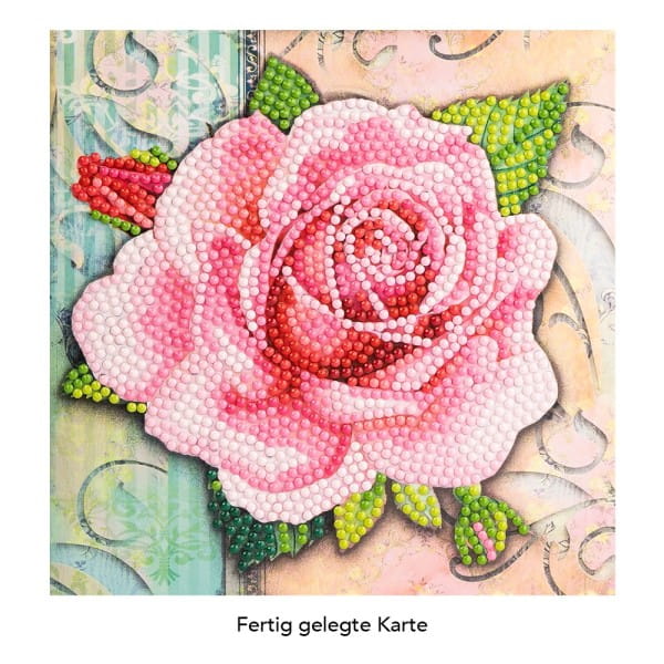 Diamond-Painting-Grußkarte, Rose 4, 16cm x 16cm, inkl. Zubehör