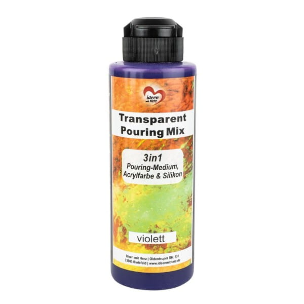 Transparent-Pouring-Mix, 3 in 1, Medium, Acrylfarbe & Silikonöl, violett, 180 ml