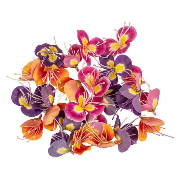 Deko-Blüten, Farbmix 4, 5cm x 6cm, 5,8cm lang, verschiedene Farben, 25 Stück | Blütenköpfe | Floristik | Deko- & Geschenkartikel