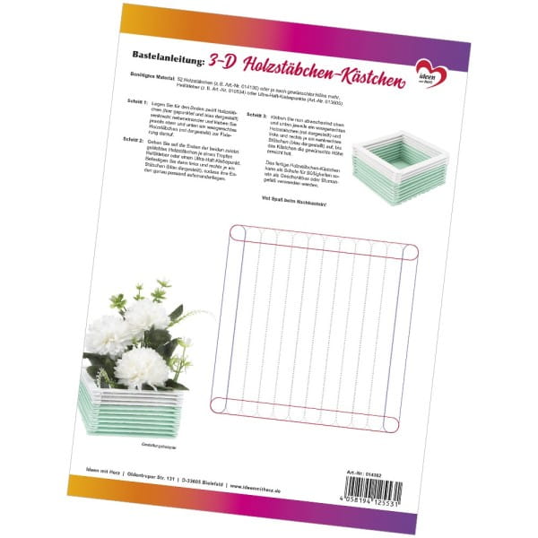 Vorlage: 3-D Holzstäbchen-Kästchen, DIN A4