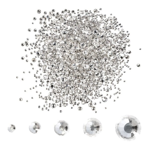 Strass-Steine, Kristall-Glas, facettiert, verschiedene Größen, klar-transparent, 1950 Stück