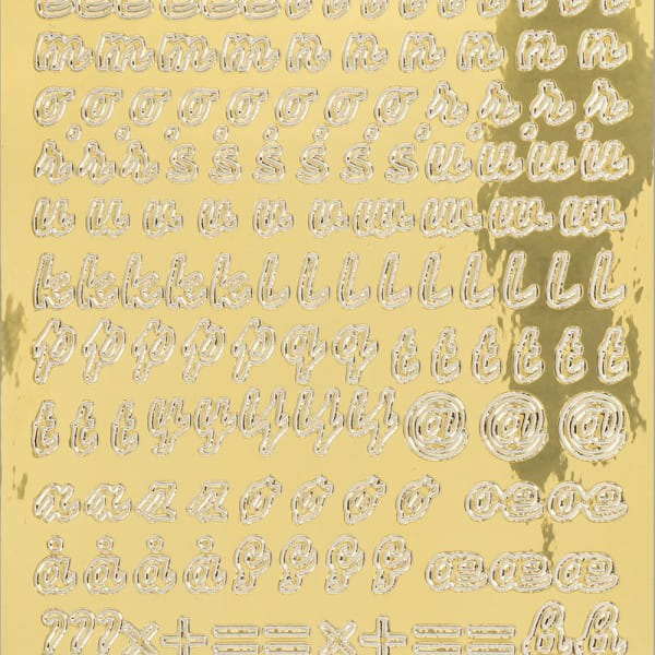 Sticker, Alphabet 3, Kleinbuchstaben, Spiegelfolie, gold