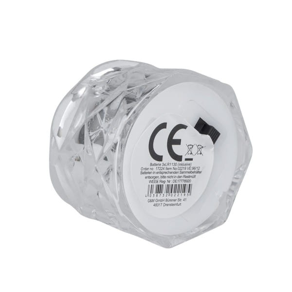 LED-Teelichter, Ø4cm, 5cm hoch, facettiert, kaltweiß, 12 Stück